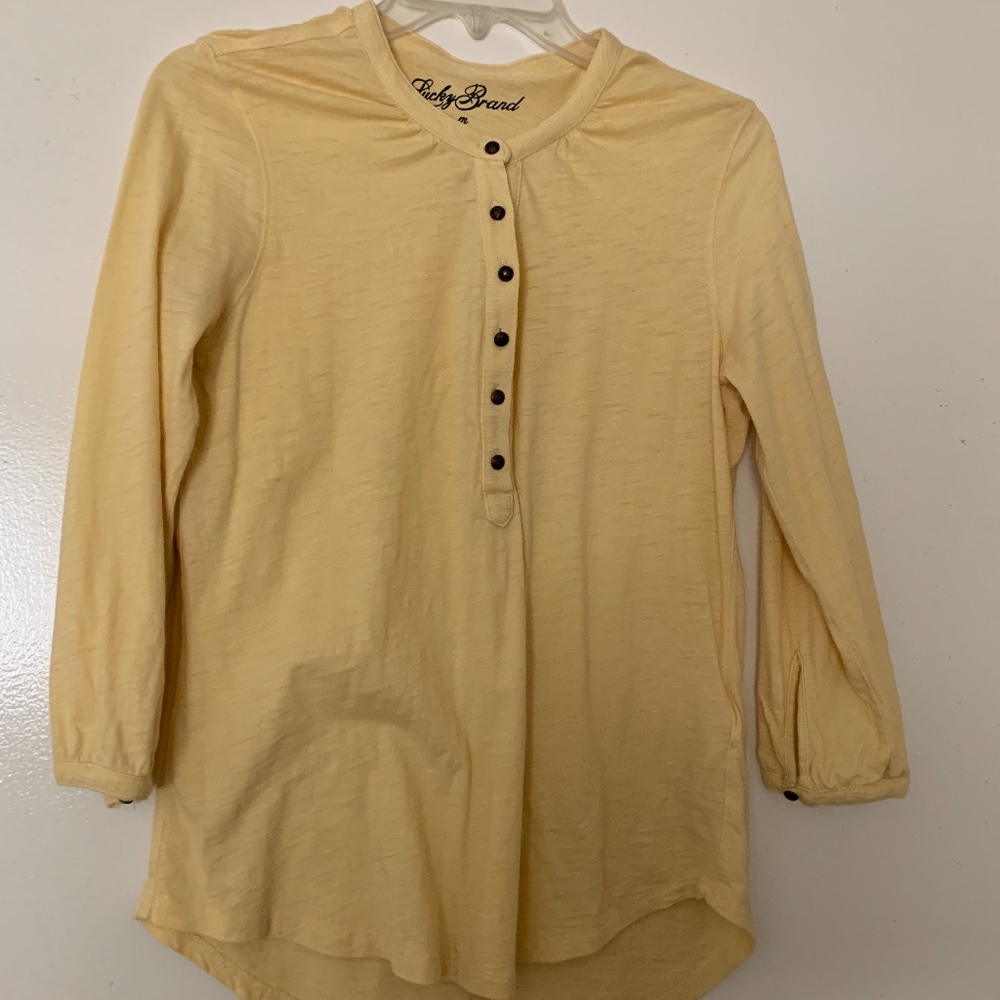 Lucky Brand Yellow 3/4 sleeve henley